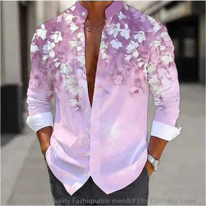 Flower pattern long-sleeved Shirt for Men