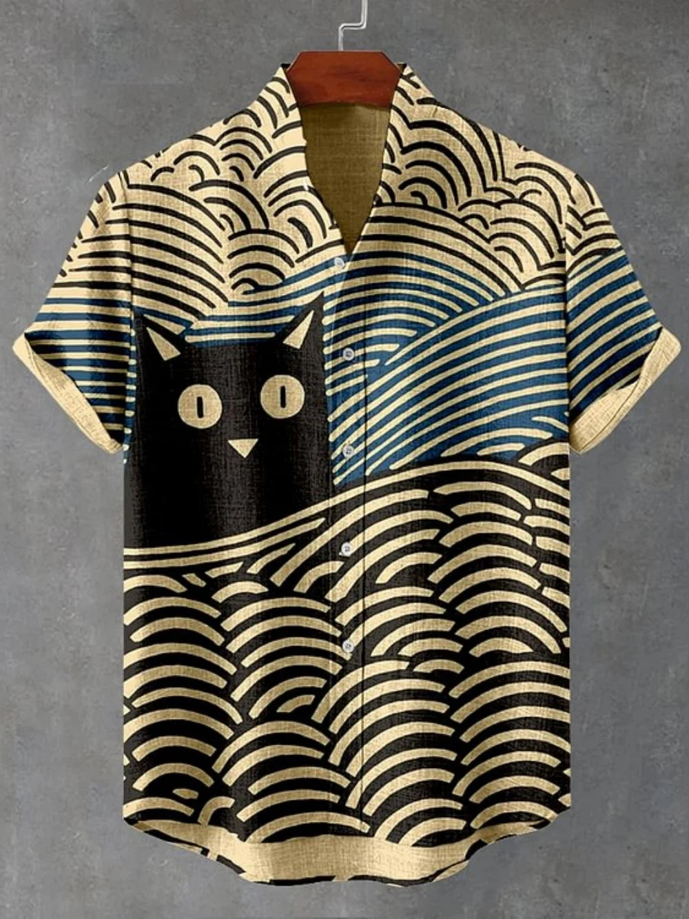 Retro art printed button up shirt for Men