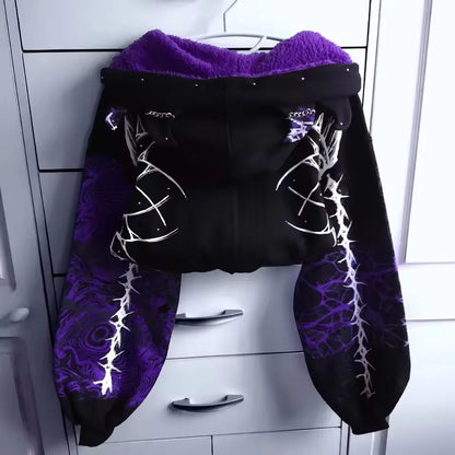 Devil Horn Short Hoodie for Women