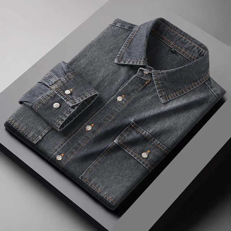 Denim Shirts Men Slim Fit
