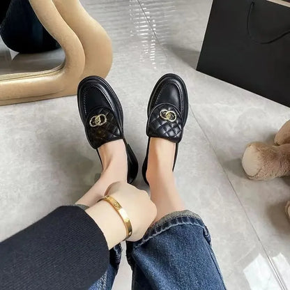 Black Chunky Loafer Thick Sole For Women