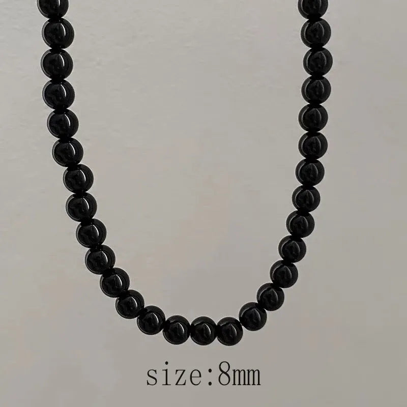 Black Imitation Pearl Choker Necklace