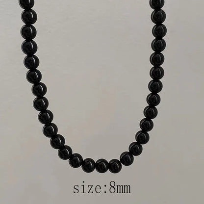 Black Imitation Pearl Choker Necklace