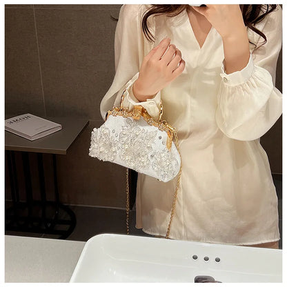 Flowers Diamond Top Handle Bag