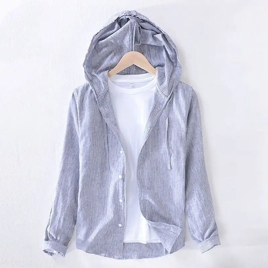 Casual Top Thin Hooded Striped Jacket