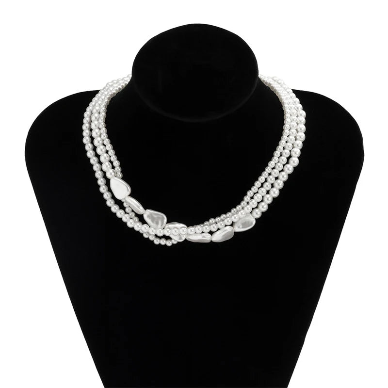 Chokers Retro Neck Imitation Pearls Heart Chain