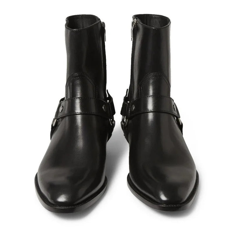 Thick-Soled Pointed-Toed Chelsea British Casual High-Heeled Ankle Boots