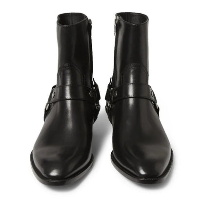 Thick-Soled Pointed-Toed Chelsea British Casual High-Heeled Ankle Boots