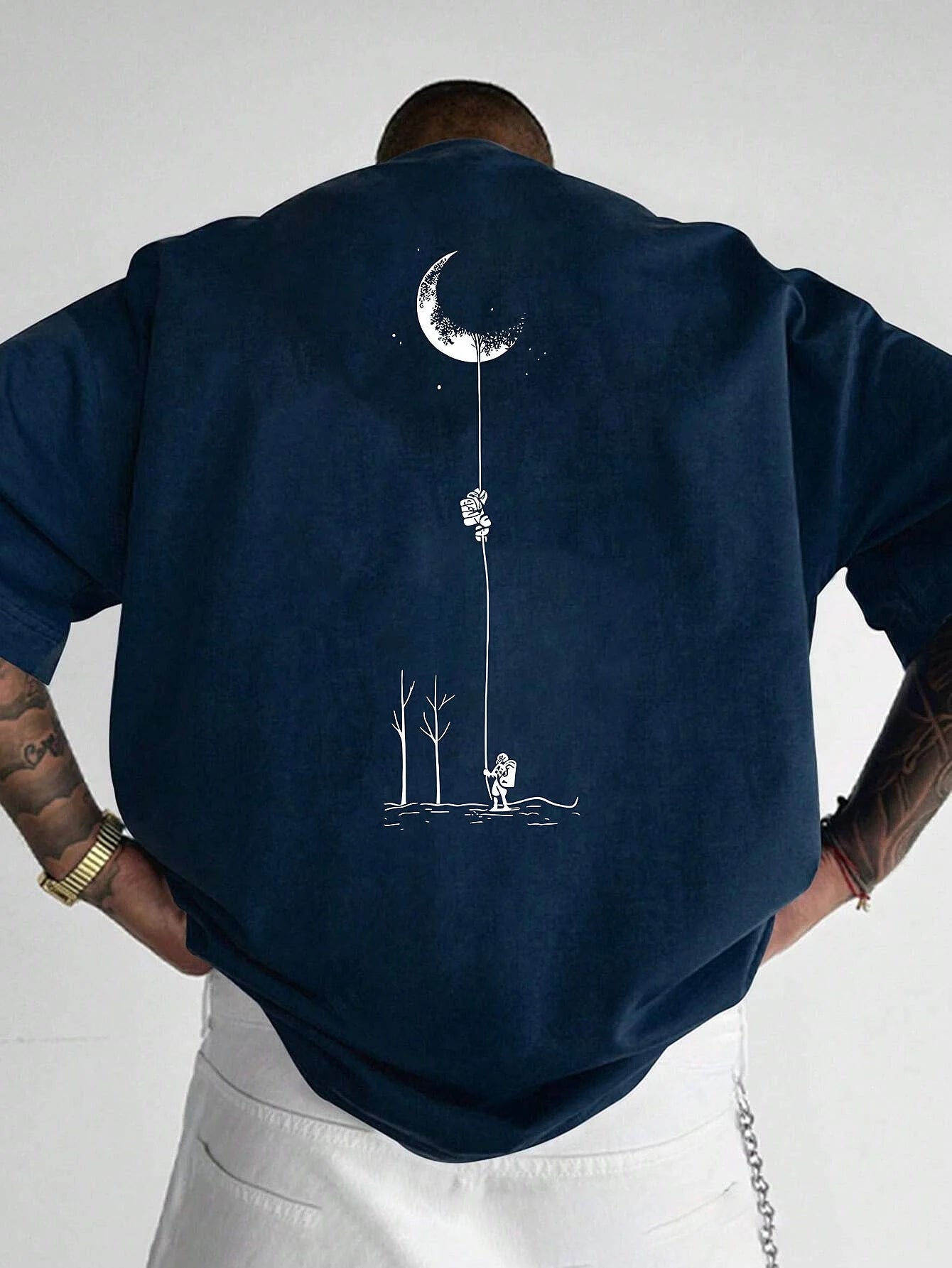Astronaut landing round neck short sleeved T-shirt for Unisex