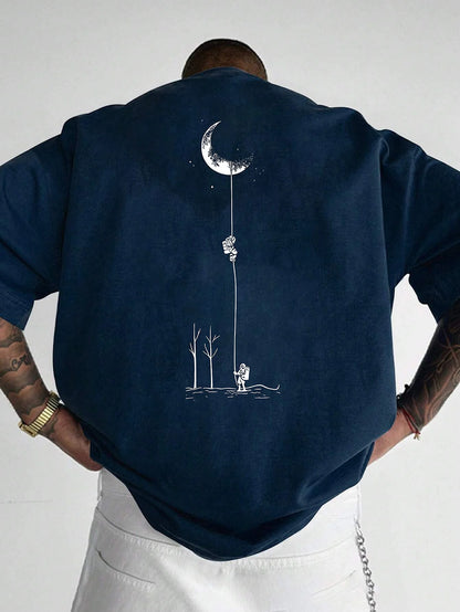 Astronaut landing round neck short sleeved T-shirt for Unisex