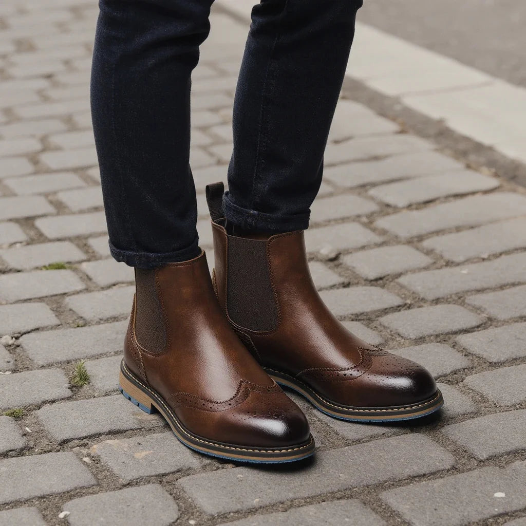 Classic Red Wine Chelsea Boots For Men