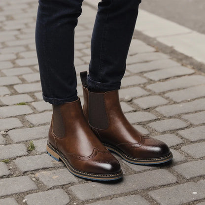 Classic Red Wine Chelsea Boots For Men