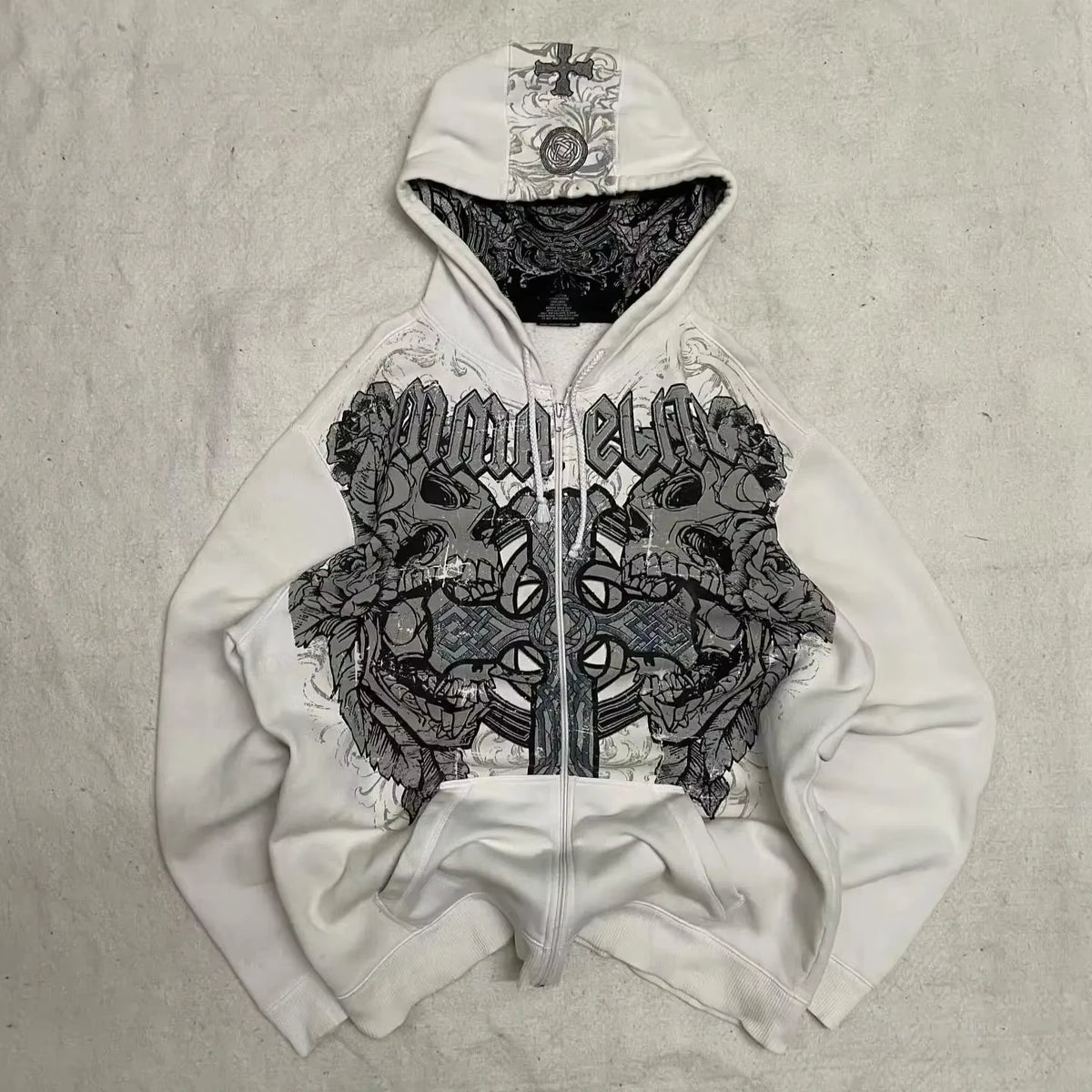 Oversized Pattern Printed Zipper Hooded for Men