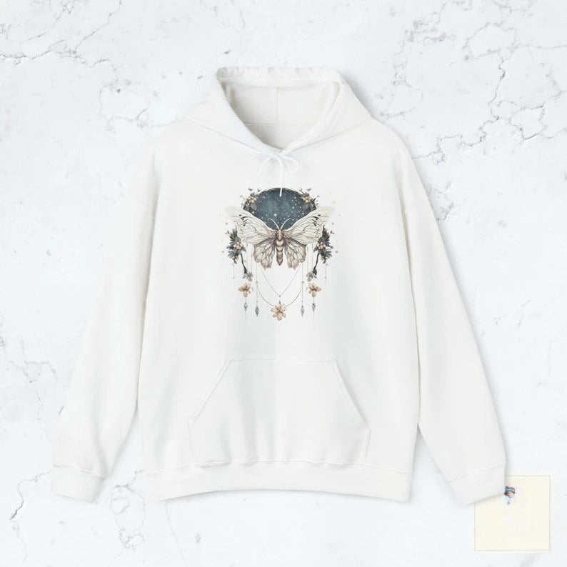 Vintage Boho Dreamy Luna Moth Hoodie for women
