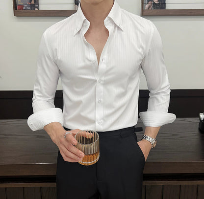 Dark striped slim-fit shirt
