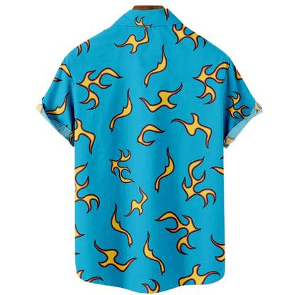 Golf Fire Flame Blue Hawaiian Shirt for Men's