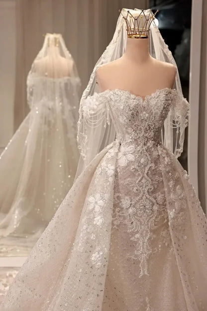 Lace Applique Tassel Wedding Dress