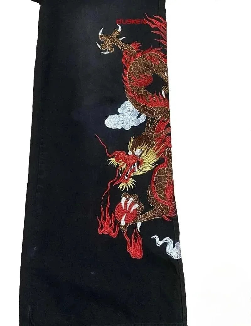 Graffiti Embroidery High Waist Men Jeans