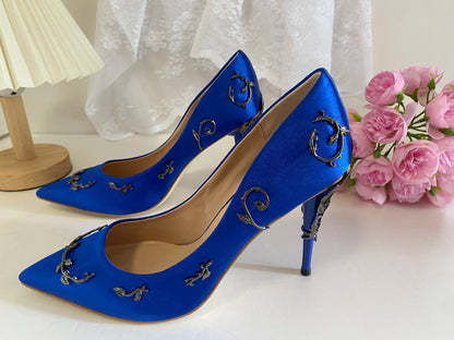 Leaves Metal Heel Pumps For Women