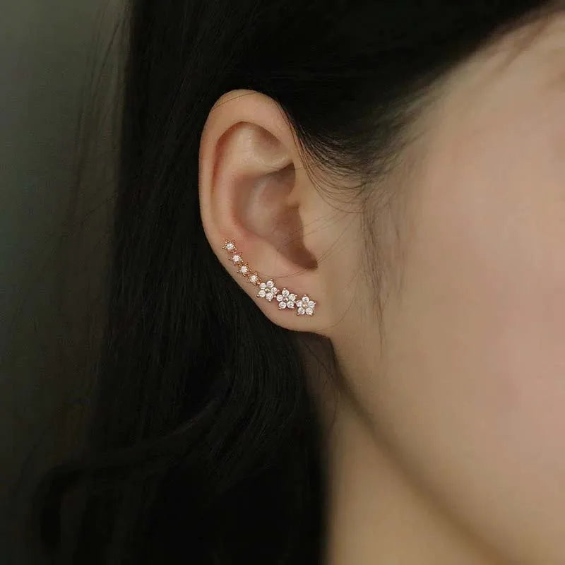 Zircon Flower Star Stud Earrings For Women