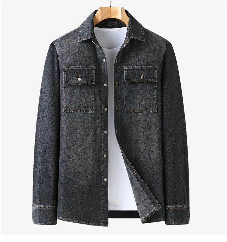 Denim Shirts Men Slim Fit