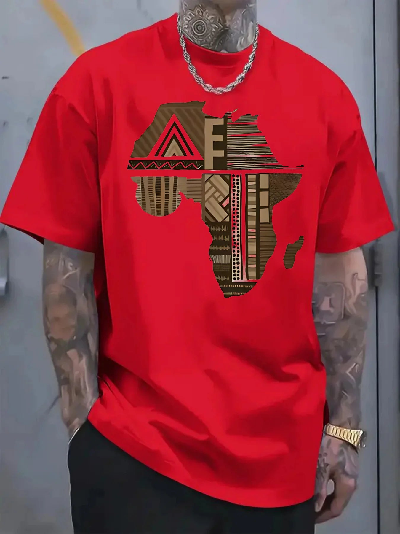 Africa-Inspired Golden Print  T-shirt