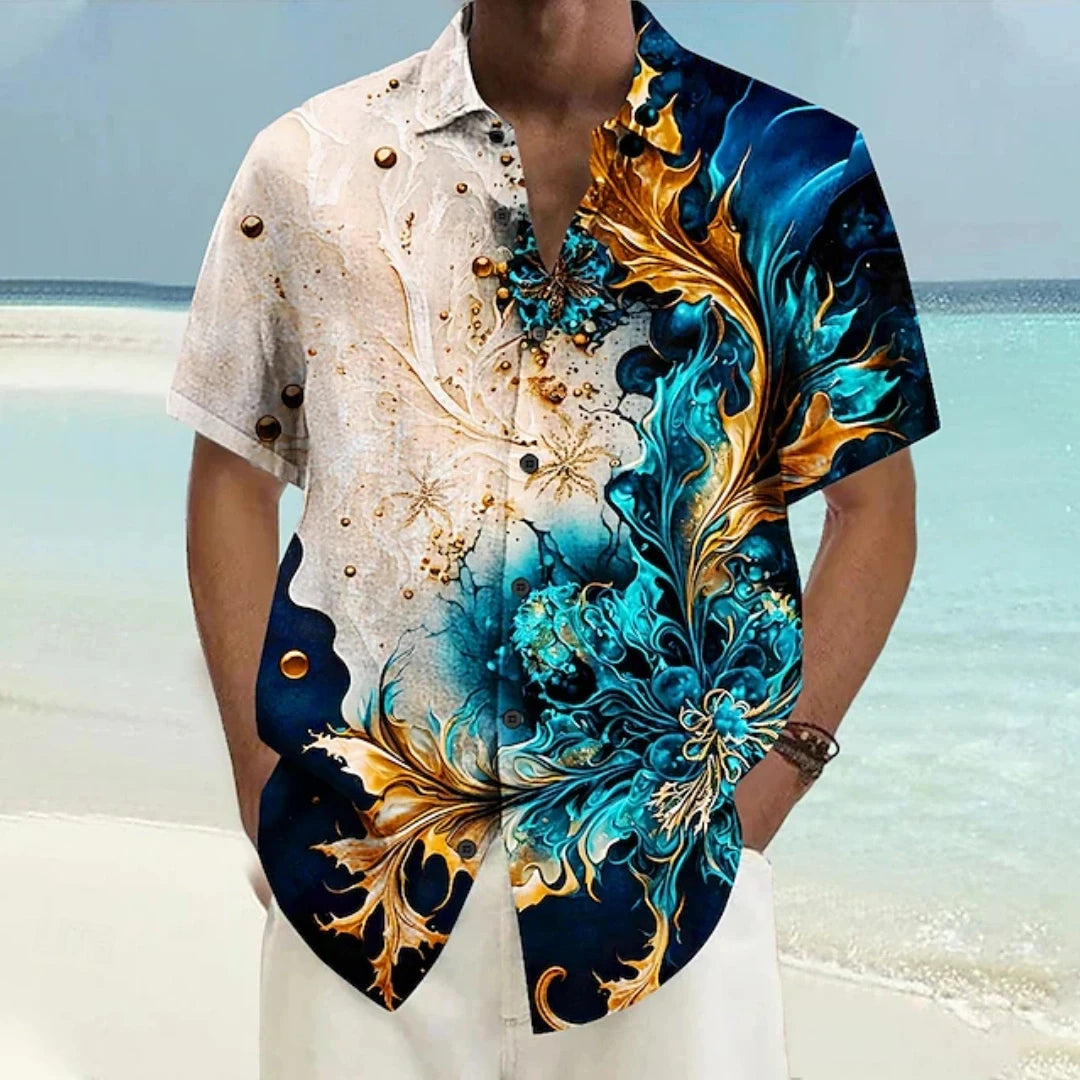 Laser Printed Patterns Summer Loose Men's Shirt
