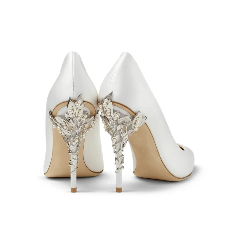 Leaves Metal Heel Pumps For Women