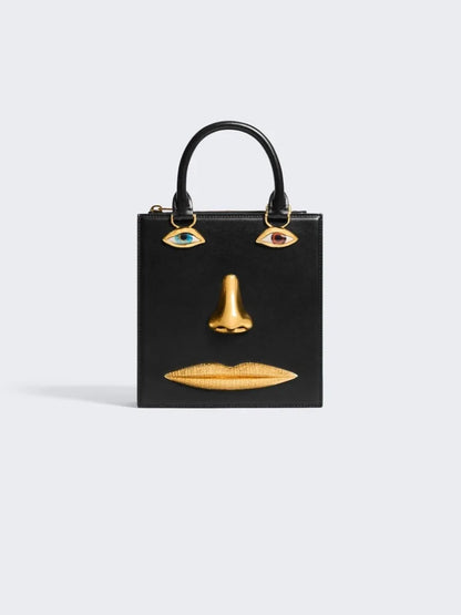 Mini Face Leather Handbag