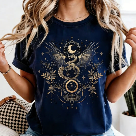 Celestial Dragon Moon Phase T-Shirt