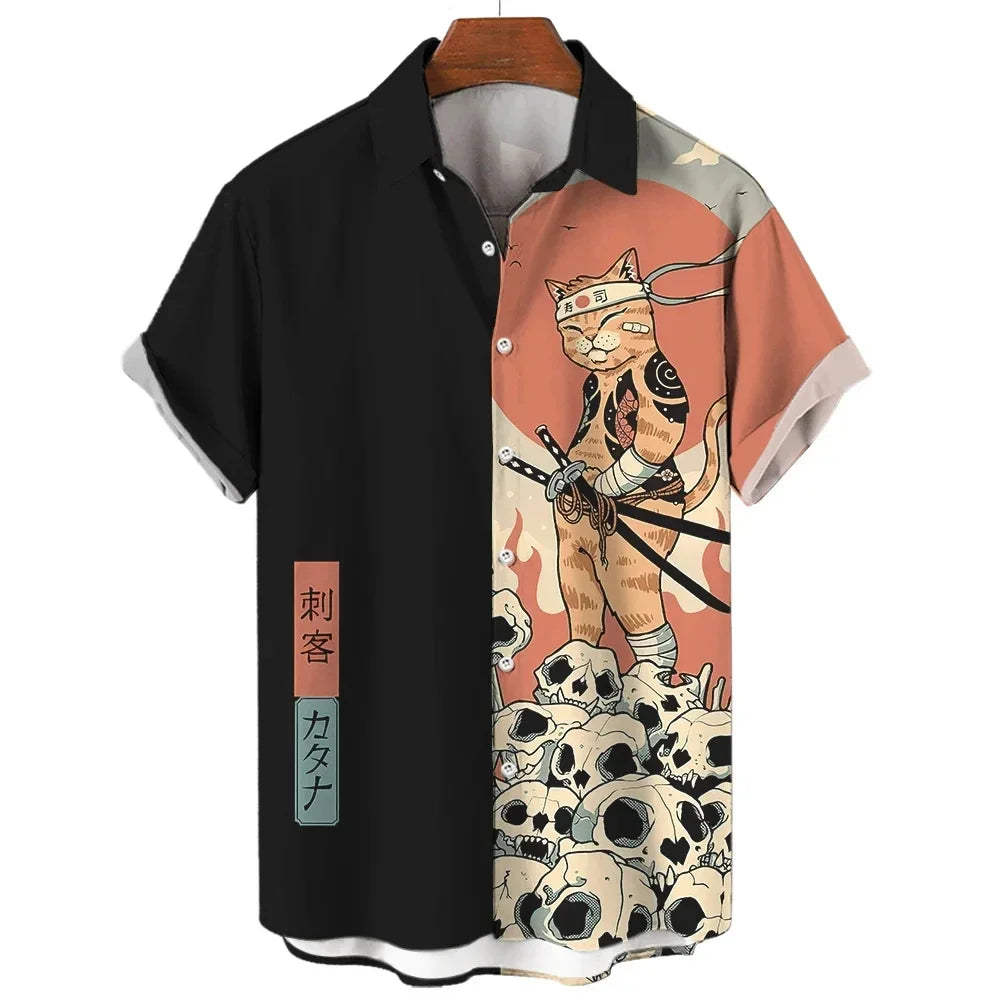 Anime Loose Blouse Hawaiian Shirt for Men