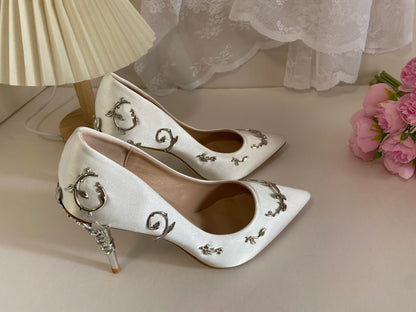 Leaves Metal Heel Pumps For Women