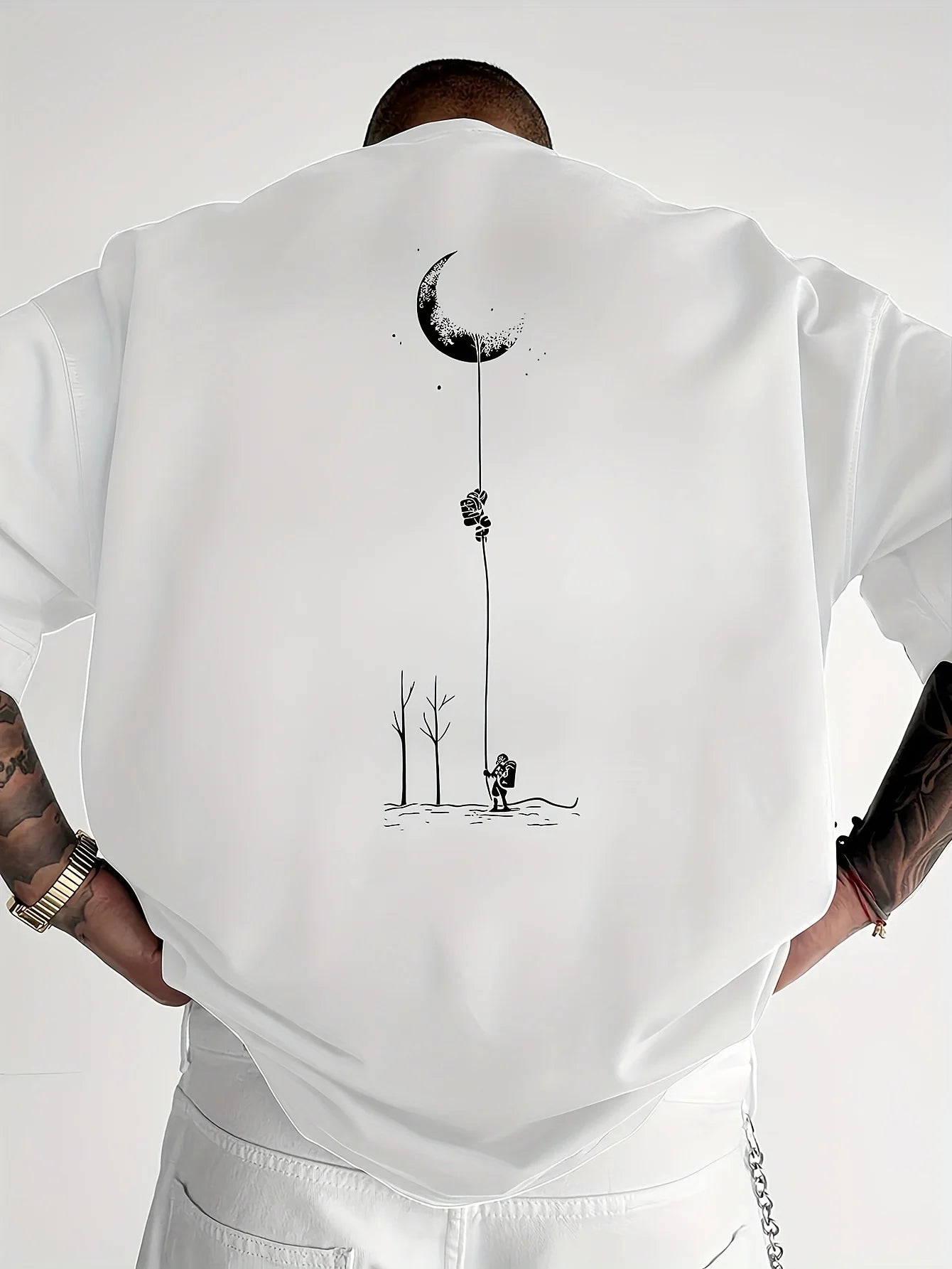 Astronaut landing round neck short sleeved T-shirt for Unisex
