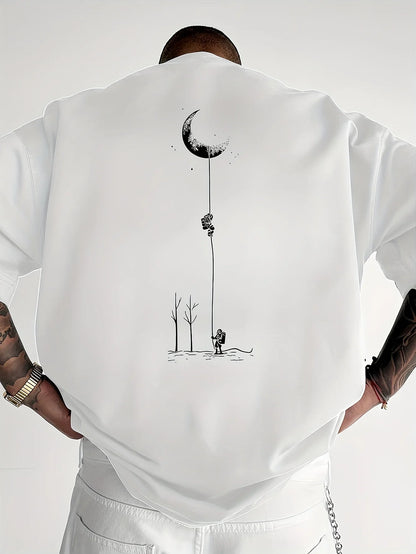 Astronaut landing round neck short sleeved T-shirt for Unisex