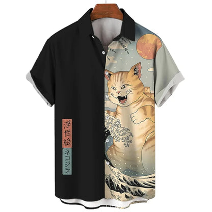 Anime Loose Blouse Hawaiian Shirt for Men