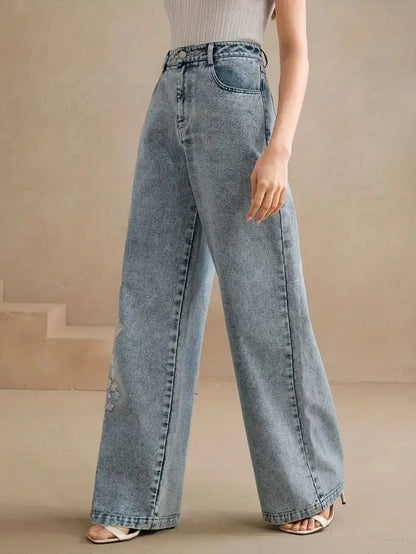 Washed Embroidery  Denim