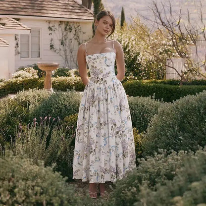 Floral Printed Sexy A-line Dress Women