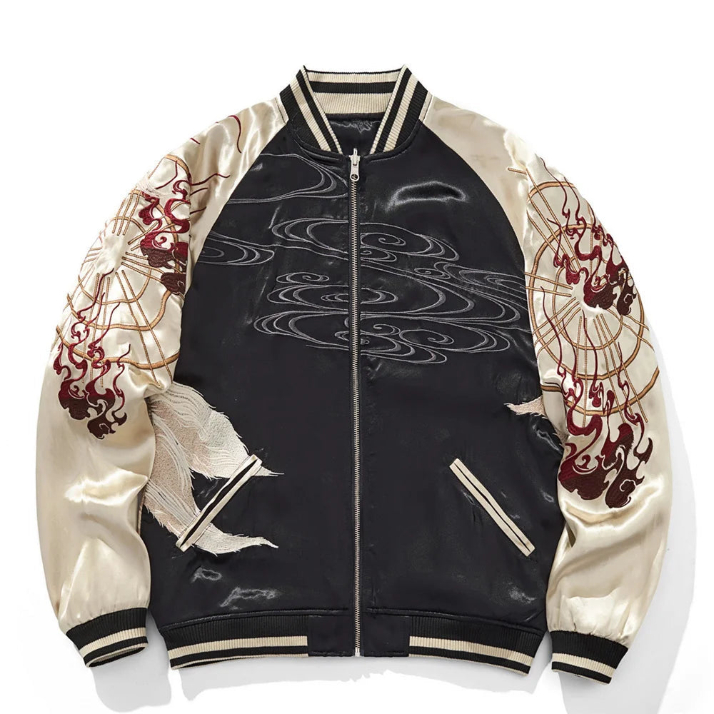 Nine Tailed Fox and Flame Embroidered Jacket Unisex