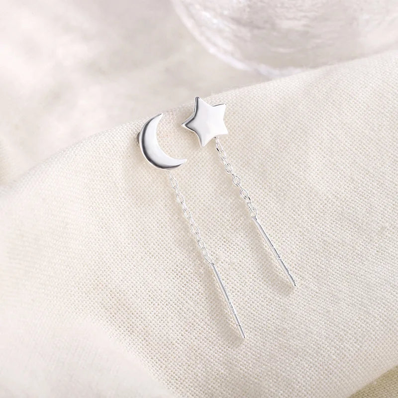Rose Gold Color Zircon Crystal Threader Earing