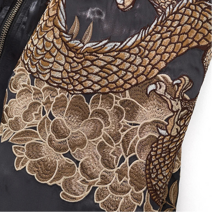 Dragon Tiger Embroidery Bomber Jacket - Men's