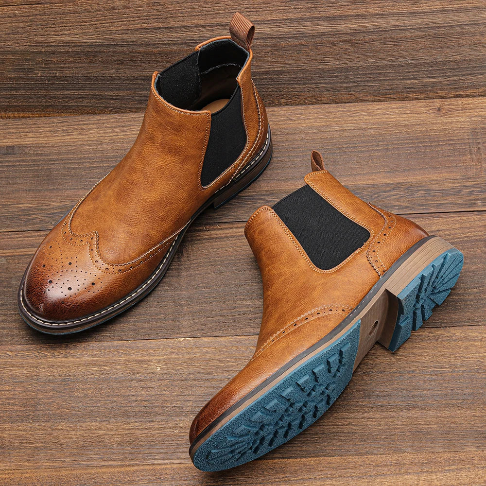 Classic Red Wine Chelsea Boots For Men