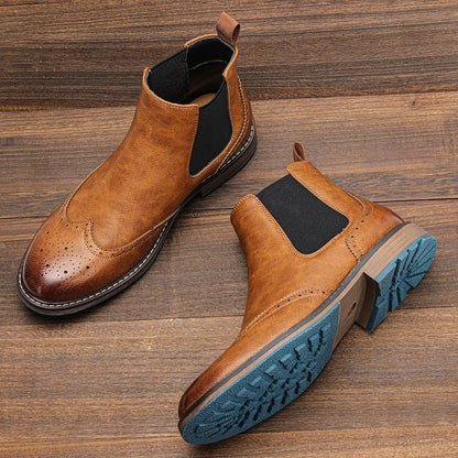 Classic Red Wine Chelsea Boots For Men