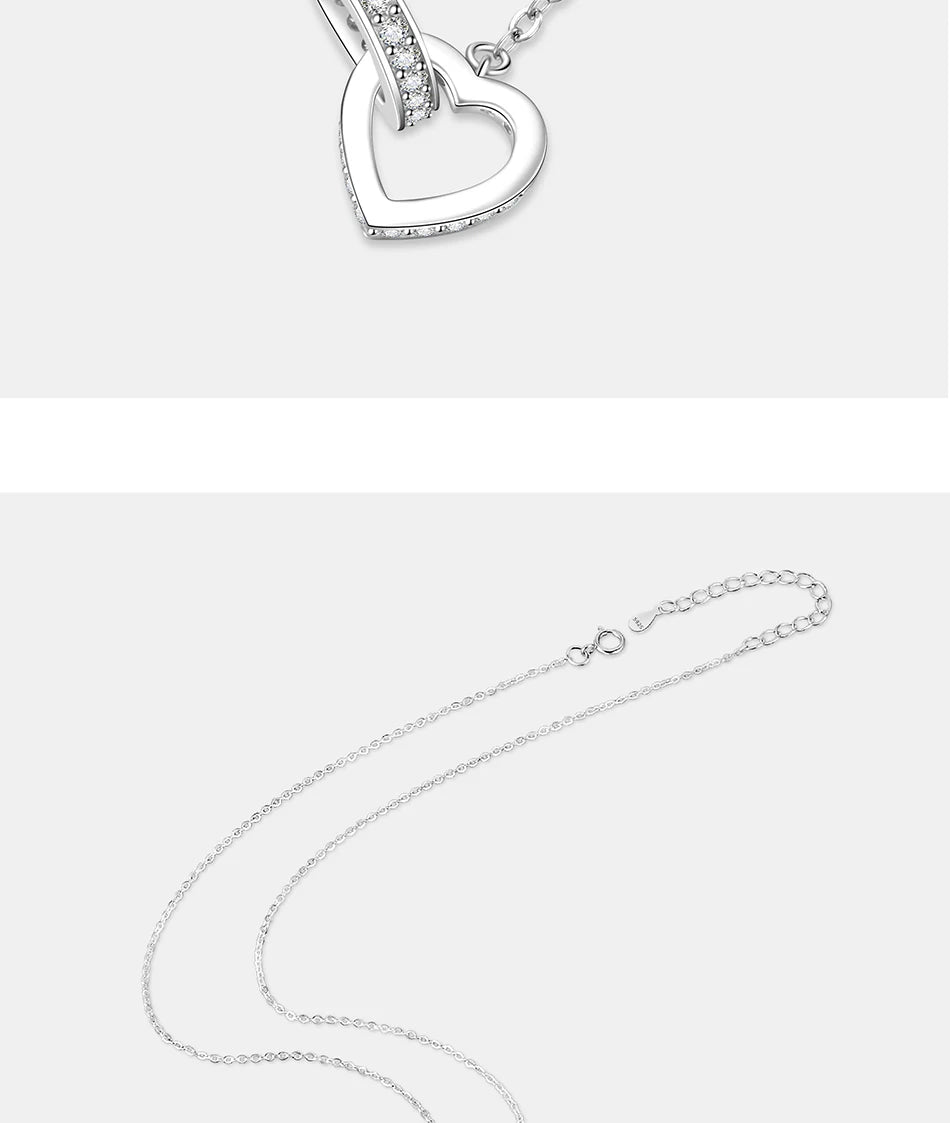 Silver Double Heart Design Necklace