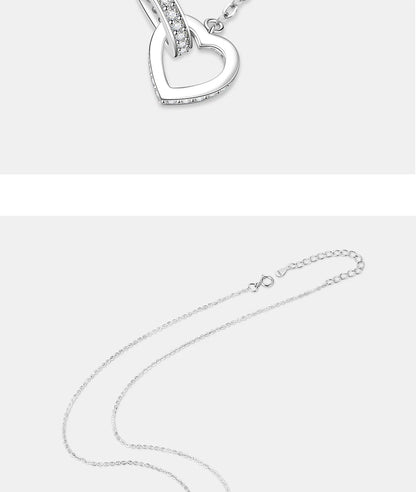 Silver Double Heart Design Necklace