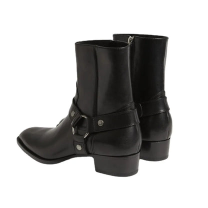 Thick-Soled Pointed-Toed Chelsea British Casual High-Heeled Ankle Boots