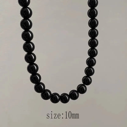Black Imitation Pearl Choker Necklace