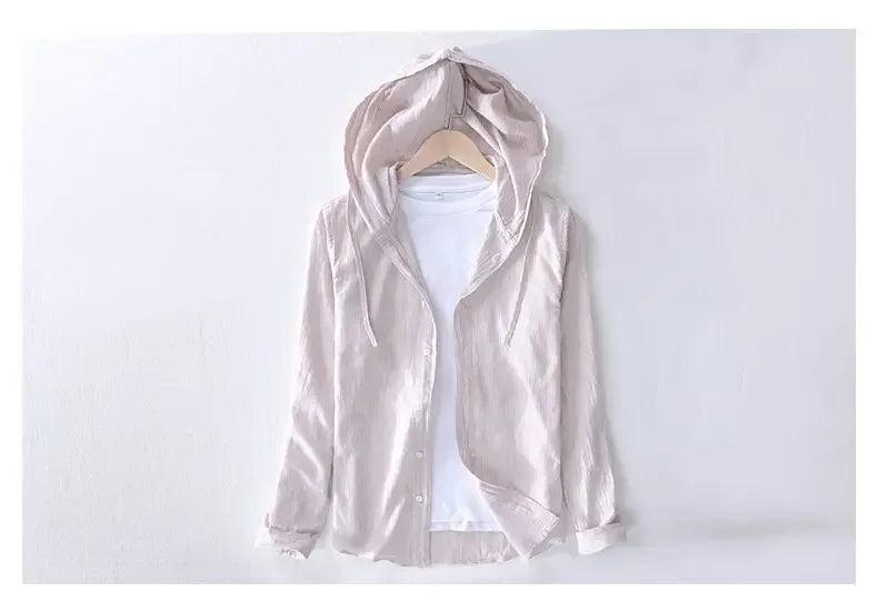 Casual Top Thin Hooded Striped Jacket