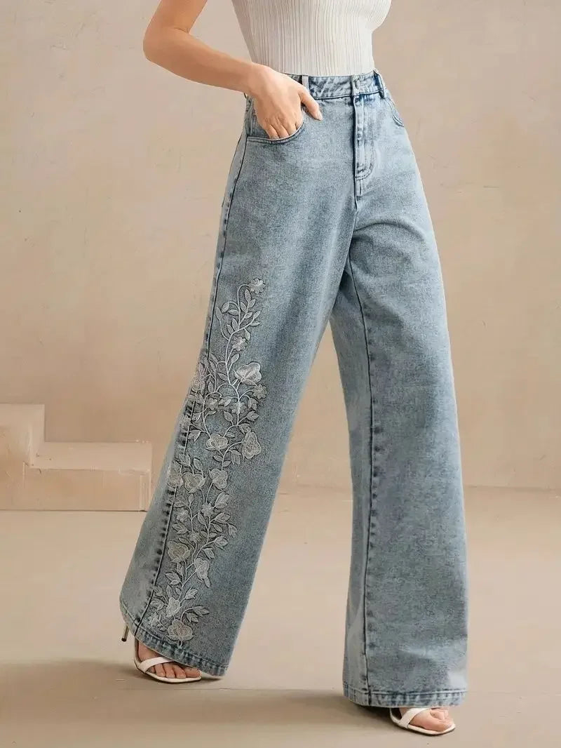 Washed Embroidery  Denim
