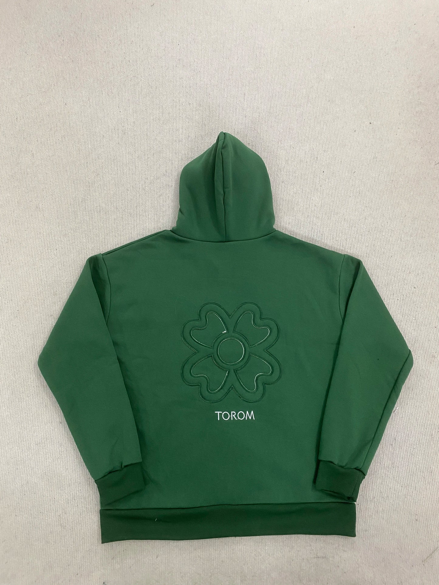 Olive Green Embroidered Zip Hoodie for Unisex