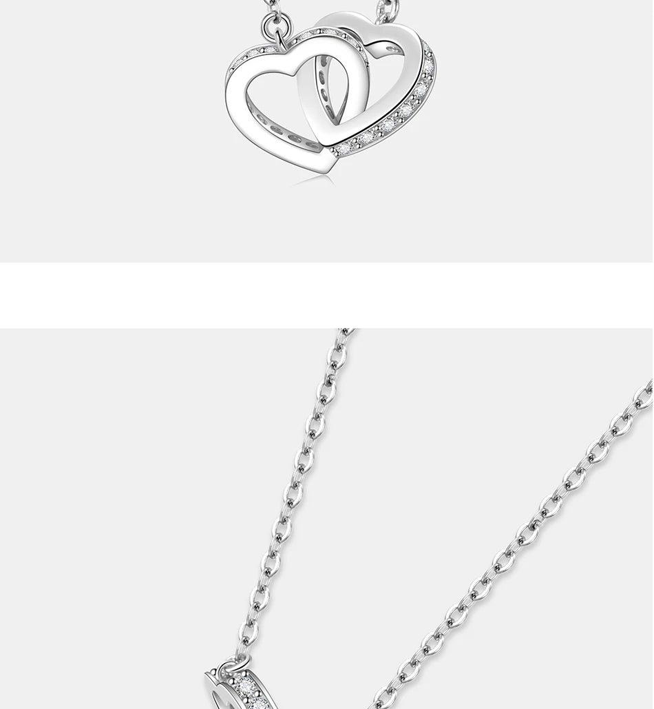 Silver Double Heart Design Necklace
